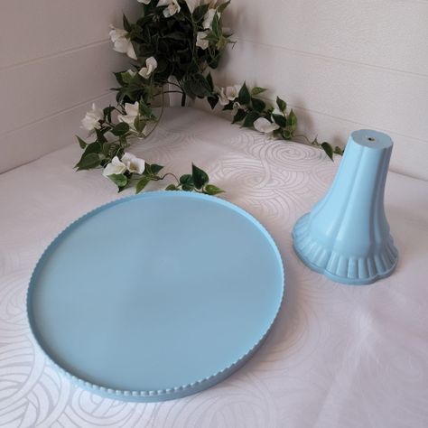Porta Torta tipo Alzador Redondo Con Tapa 32cm - Celeste-2