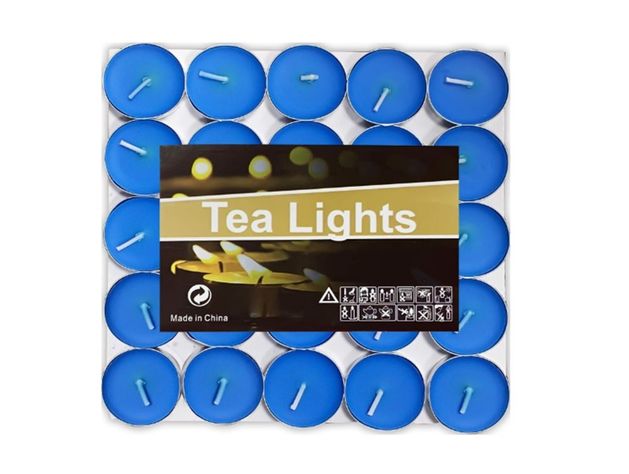 SET DE 50 VELAS TEA LIGHT 0.9 X 3.5 CM AZUL -0