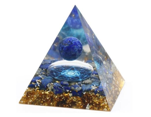 PIRAMIDE DE ORGONITA AZUL DE PIEDRA NATURAL-0