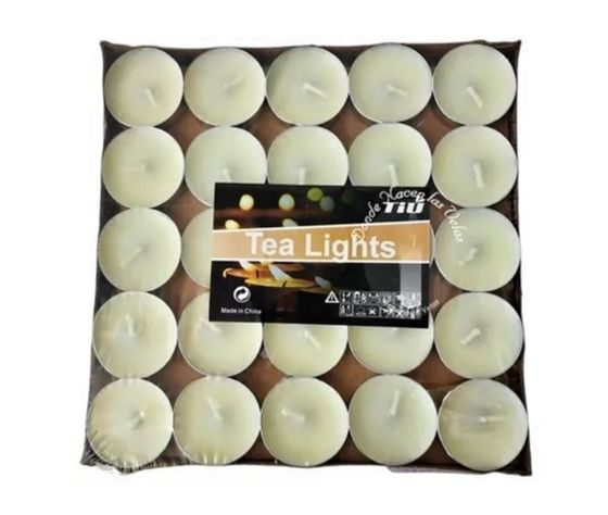SET DE 50 VELAS TEA LIGHT 0.9 X 3.5 CM BLANCO-0