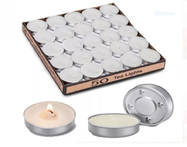 SET DE 50 VELAS TEA LIGHT 0.9 X 3.5 CM BLANCO-1