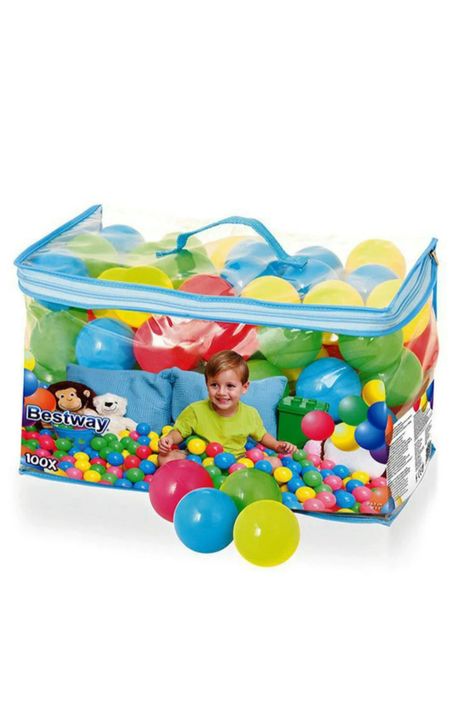 MALETA CON 100 PELOTAS PLÁSTICAS DE  COLORES -0
