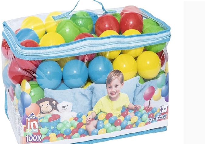 MALETA CON 100 PELOTAS PLÁSTICAS DE  COLORES -3