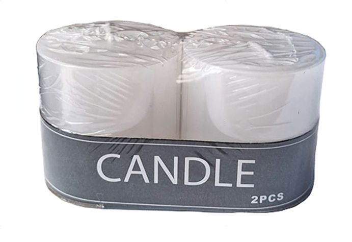 PACK DE 2 VELAS CIRIOS BLANCAS  DE 5 X 5 CMS-0