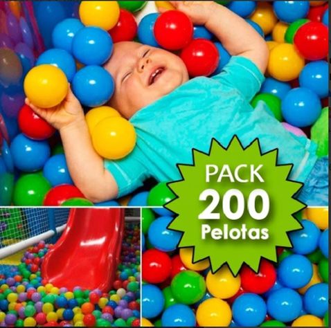 SET  DE 200 PELOTAS PLASTICAS DE COLORES PARA NIÑOS 5.5 CMS-0