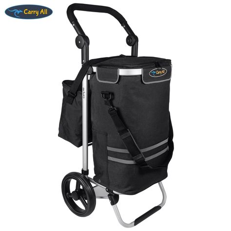 Carrito de Compras Plegable Supermercado o Feria + Bolso Cooler Black-1