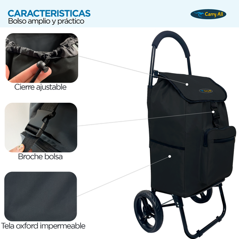 Carrito de Compras  Plegable Carry All® Sidney 55 Litros  Tipo Yegua Negro-1