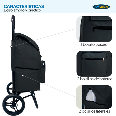 Carrito de Compras  Plegable Carry All® Sidney 55 Litros  Tipo Yegua Negro-2