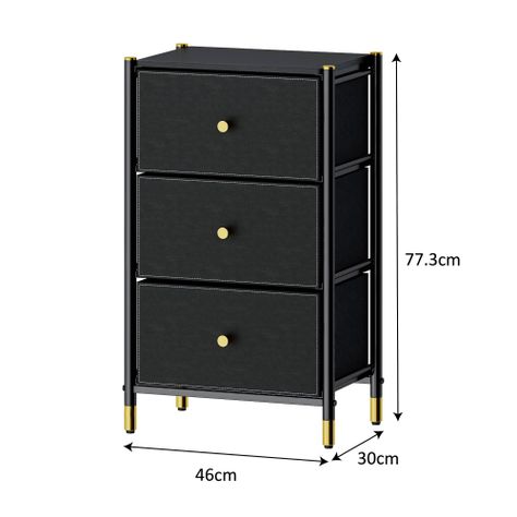Velador Cajonera 3 Cajones Metal Madera Eco Cuero-3