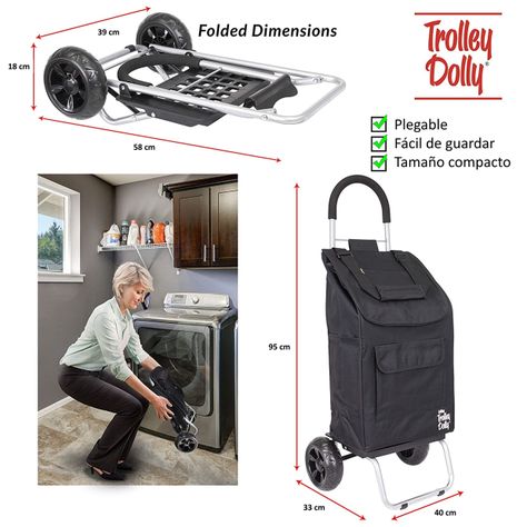 Carrito De Compras Plegable Feria Carro Yegua Trolley Dolly Black-2