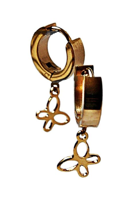 Aros Acero Clip Mariposa Dorado VivaFelicia-0