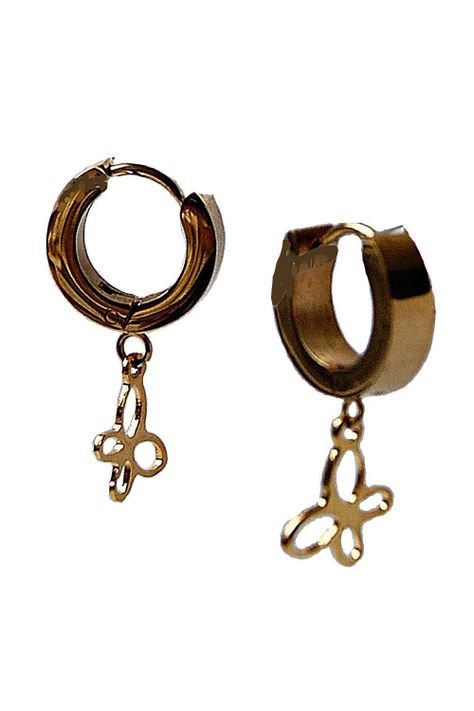 Aros Acero Clip Mariposa Dorado VivaFelicia-1