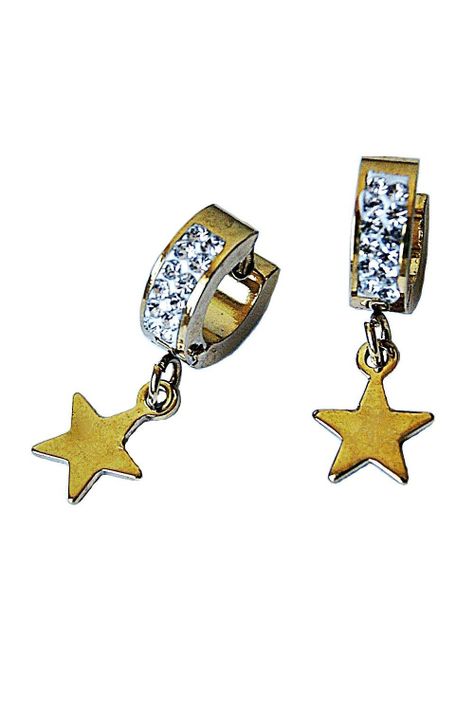 Aros Acero Clip Estrellas Dorado VivaFelicia-0