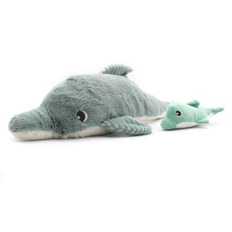 Peluche Delfin Tofou Mamá Y Bebé - Menta-0