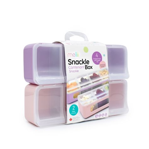 Pack De 2 Contenedores De 4 Compartimientos Rosado Y Morado-0
