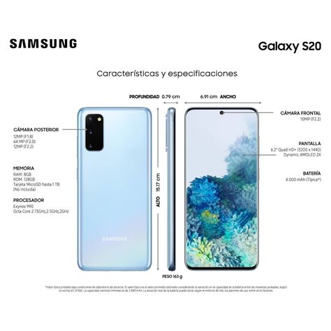 Samsung Galaxy S20 128GB - Reacondicionado - Celeste-1