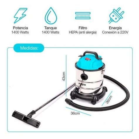 Aspiradora Industrial Welife 1400w 20l Polvo Y Liquidos-2