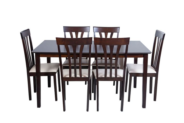 JUEGO DE COMEDOR MADERA COLOR CHOCOLATE 6 SILLAS-1