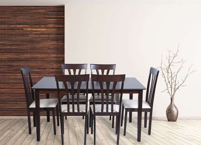 JUEGO DE COMEDOR MADERA COLOR CHOCOLATE 6 SILLAS-2