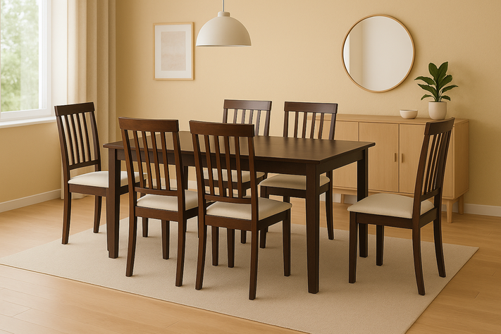 COMEDOR MADERA 6 SILLAS COLOR CHOCOLATE modelo manchester-0