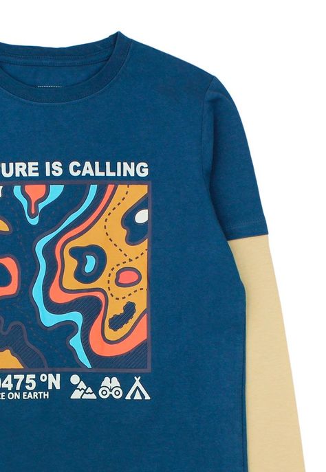 Polera junior niño doble manga foresta 329b-2