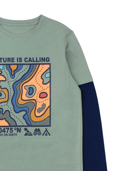 Polera junior niño doble manga foresta 329-2