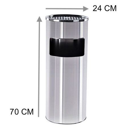 Basurero metálico acero Inoxidable 30 Litros con cenicero-2
