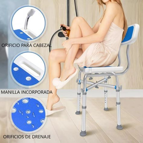 Silla De Ducha Baño Aluminio Base Reforzada Y Antideslizante-6