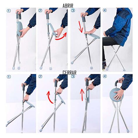Bastón 2 en 1 Con Asiento Plegable Aluminio Alta Calidad-4
