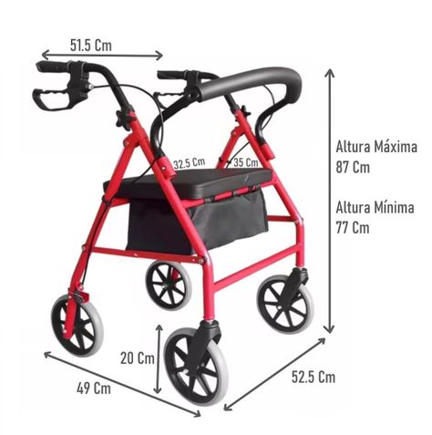 Andador Burrito 4 Ruedas Plegable Con Asiento Y Bolso-1