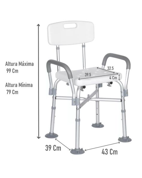 Silla De Ducha Aluminio Base Reforzada Bariatrica Portatil-1