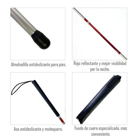 Bastón de Aluminio Plegable Para Ciegos No Vidente Reflectante-3