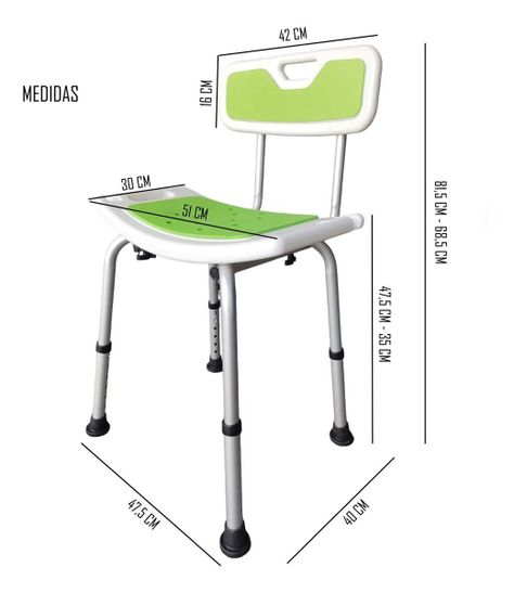Silla De Ducha Para Baño Altura Ajustable Aluminio Oneder-1