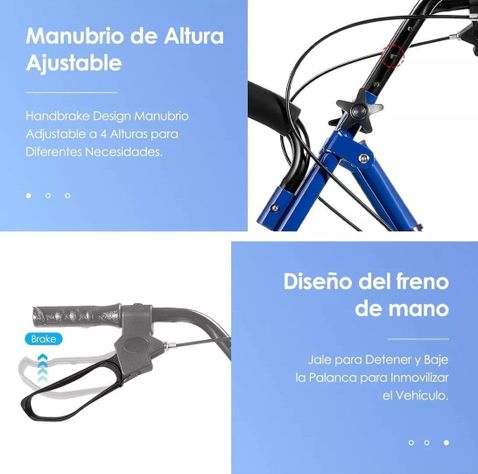 Andador 4 Ruedas Plegable Con Asiento Frenos Y Bolso-4