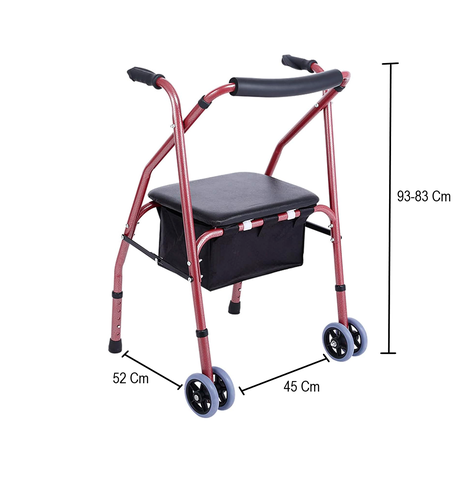 Andador Burrito Plegable Con Asiento Dos Ruedas Adulto Mayor-3