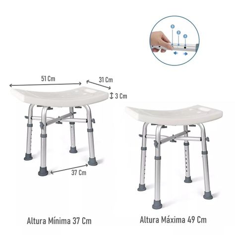 Piso Silla De Ducha Altura Ajustable Bariatrico Aluminio-1