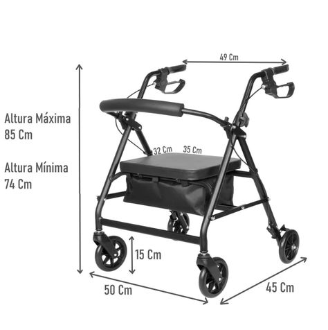 Andador Burrito Con Asiento Y Bolso 4 Ruedas Plegable -1