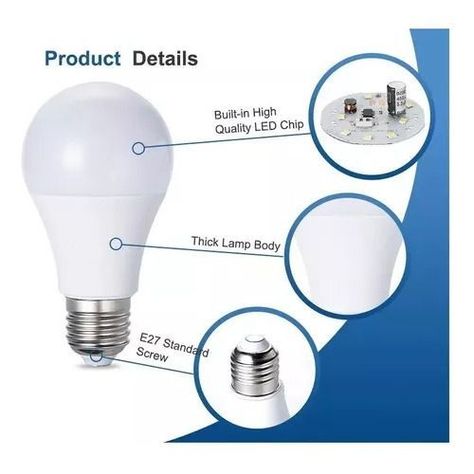 Pack X6 Ampolletas Led 15w Sec Luz Fría Blanca Rosca E27-3