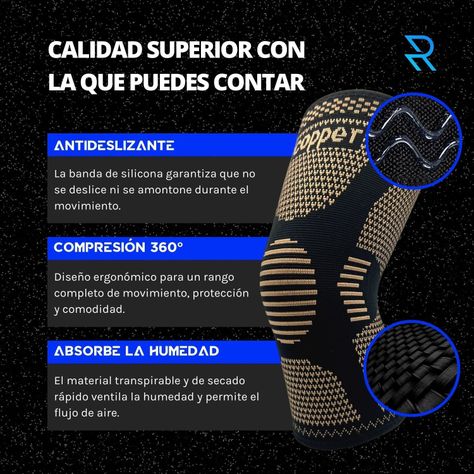 Rodillera de compresión con fibra de Cobre Rozenberg-3