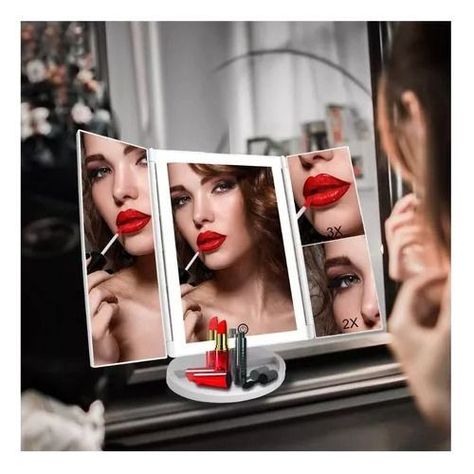 Espejo De Maquillaje Luz Led Alta Definición Ajustable Usb-4
