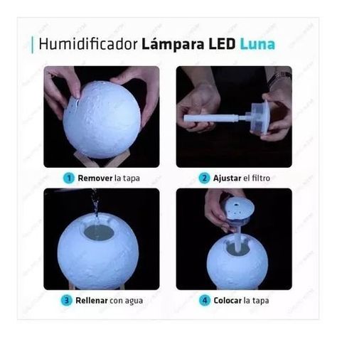 Humidificador Difusor De Aire Forma De Luna 3d Luz Led-4