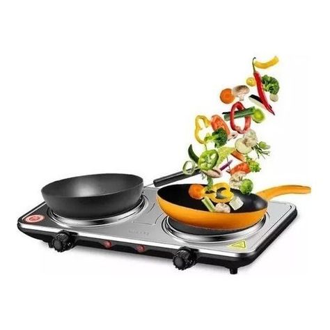 Parrilla Cocina Eléctrica Portátil 2plato Cocinilla Encimera-0