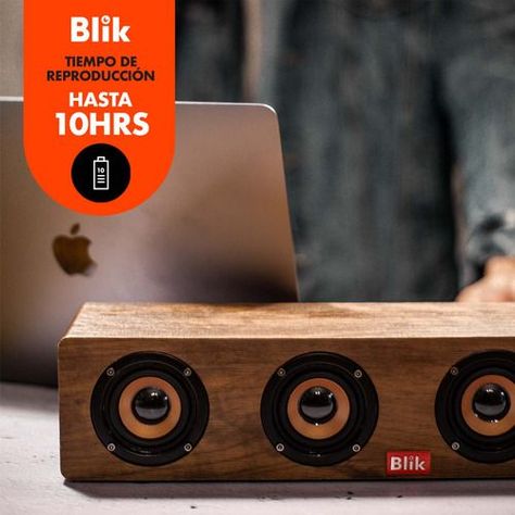 Parlante Blik Rockwood Portátil Con Bluetooth Madera-1