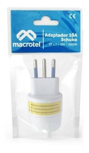 Adaptador Eléctrico Schuko Macrotel 10a 250v 1500w Sec-1