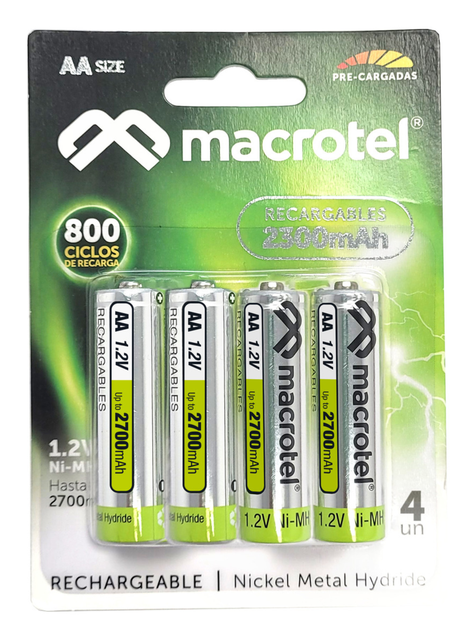 Pilas Macrotel Recargable Aa Mw2300 2700mah 1.2v-0