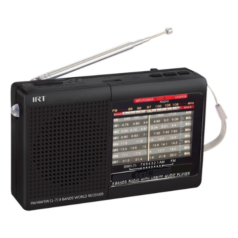 Radio Irt Am/fm/sw/usb/msd 9 Bandas Recargable Negra-0