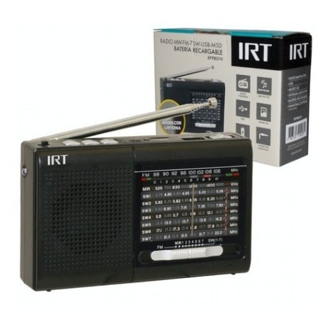 Radio Irt Am/fm/sw/usb/msd 9 Bandas Recargable Negra-1
