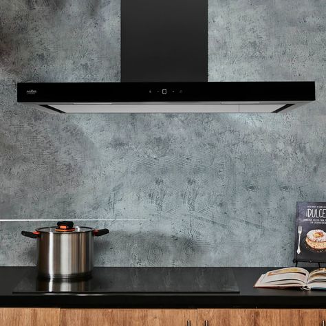 Campana Control Touch 90 cm / vidrio negro-5