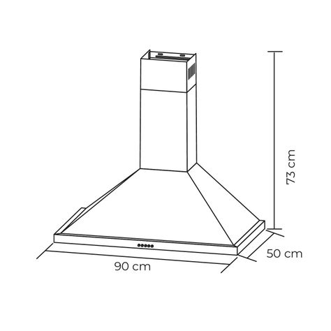 Campana Piramidal Acero Inox 90 cm, 3 Velocidades-6