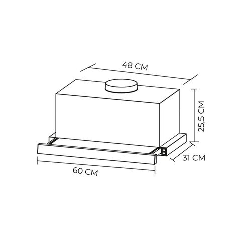 Campana Retractil Negra 60 cm, 3 velocidades-6